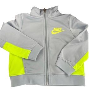 Nike boys zip up jacket. Gray neon yellow size 2T
